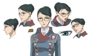 Design and facial expressions boards of Eleanor's appearance in the Valkyria Chronicles Anime.
