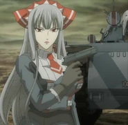 Selvaria wearing the Gallian Militia's uniform.