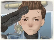 Oscar's appearance in Valkyria Chronicles.
