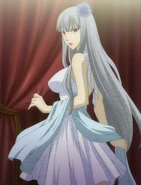 Selvaria wearing a singer's costume.