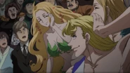 Ève, Caïn et Abel admirent la puissance d'Adam.