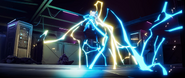Neon's body releasing a large electricity pulse