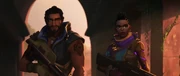 Harbor and Astra arrive in the  in Omega Earth.