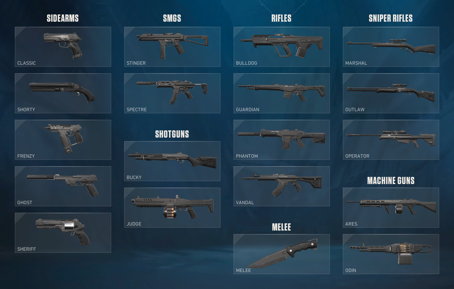 different types of guns and their names