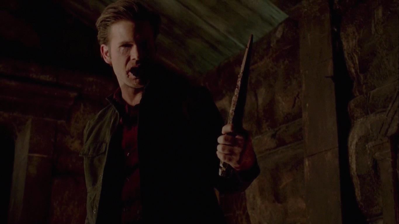 Vampire Diaries- 3x20- Ending Scene- Alaric turns into a vampire. 