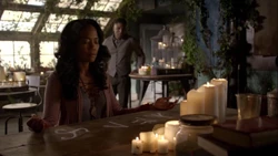 Lenore (Esther) using runes in a spell