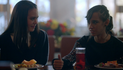 Josie and Finch eat breakfast at the Salvatore School.