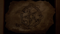 An inverted pentagram, part of the Hunter's mark