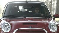 Elena driving Jenna's Mini Cooper