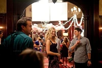 Candice and Michael on set