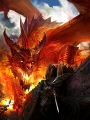 RED FIRE BREATHING FIRE DRAGON KNIGHT BATTLE CASTLE AGE HEART GAME CONCEPT ART 1 2 II BY KEKAI 3