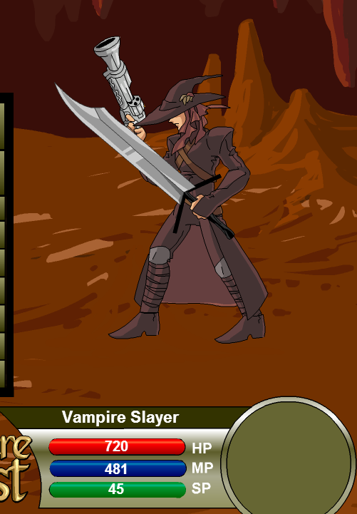 A human vampire hunter preparing for battle with a vampire by ClicksChampion