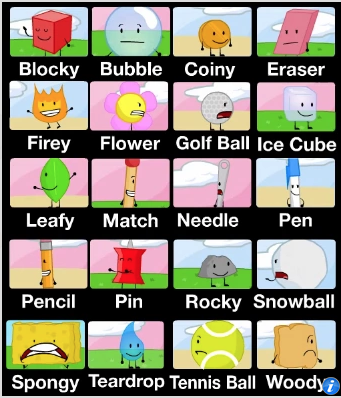 all bfdi characters 