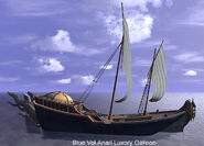 Blue Qalian Galleon with a Vol Anari Figurehead