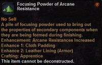 Focusing powder arcane resistance