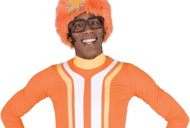 child dj lance rock costume furry hat orange tracksuit yo gabba tv nick jr  toddler 1-2 hip hop breakdancer w/ belt buckle + funky 1980s glasses