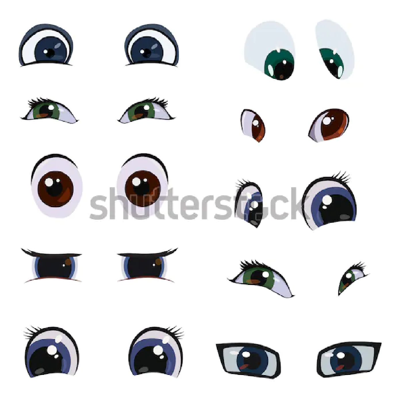 Free Vector Stock - Cartoon eyes of animals and people characters ...