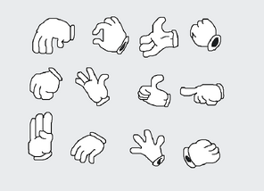 Royalty Vector Stock Different Cartoon cute drawing hands in
