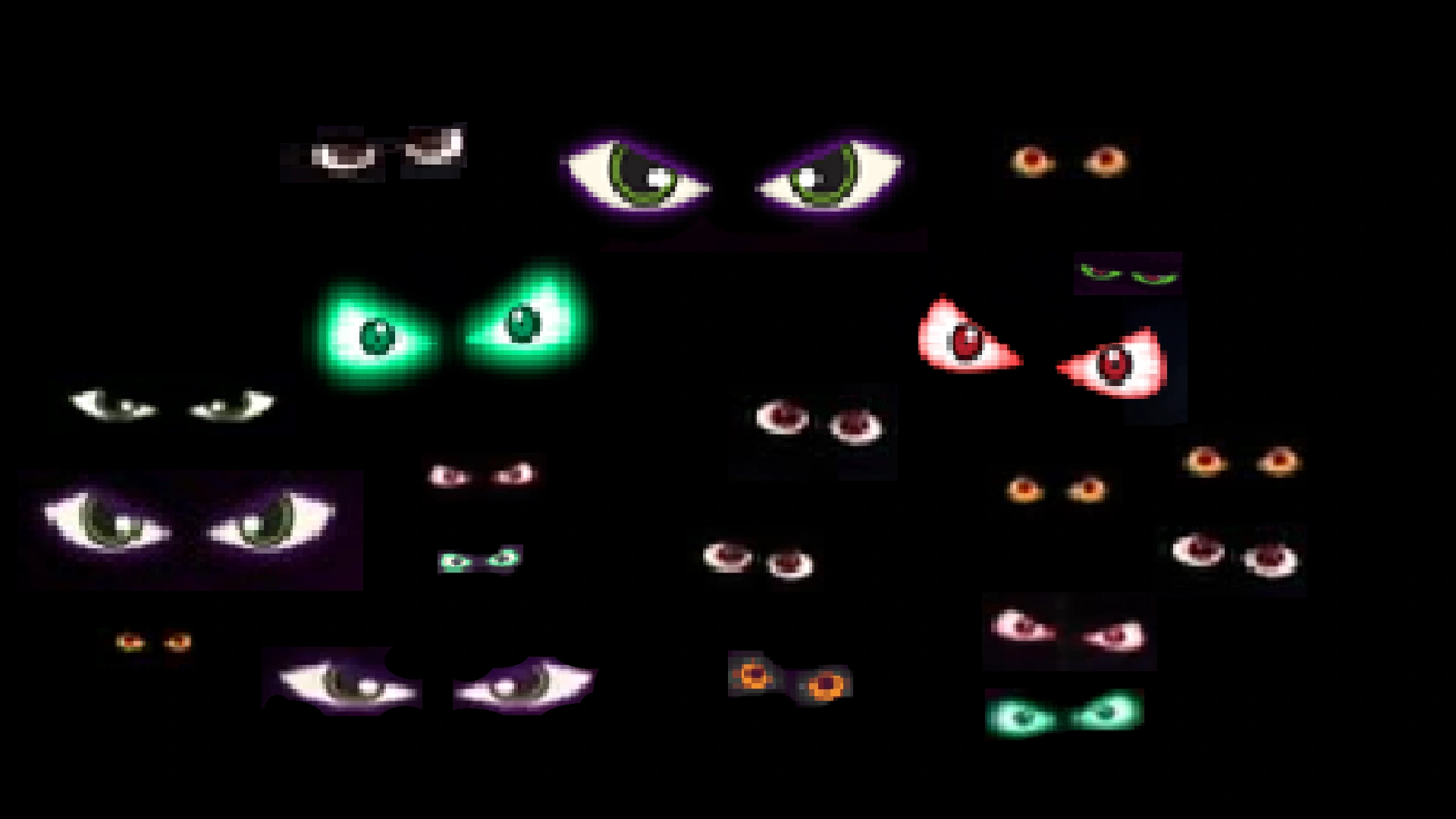 scary cartoon eyes in the dark