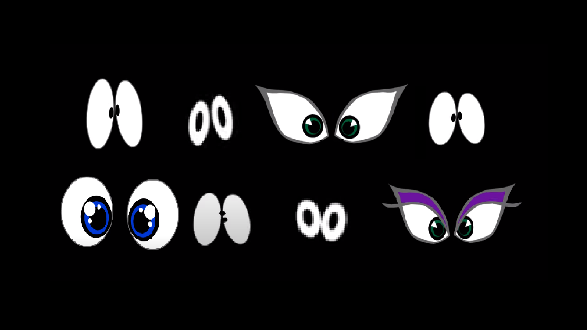 Free Vector Stock Cartoon set of different eyes in the dark Vector