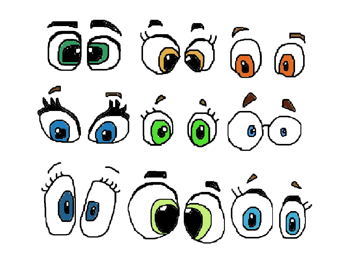 cute cartoon characters with big eyes to draw