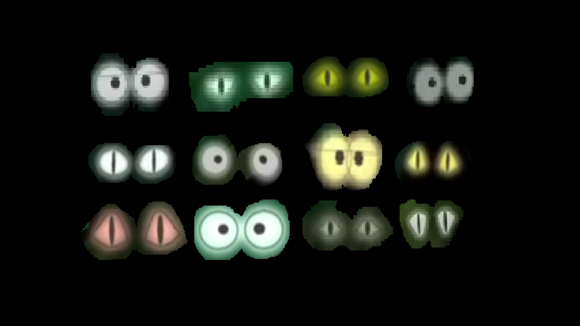 scary cartoon eyes in the dark