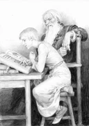 Цири и Весемир, иллюстрация Дениса Гордеева