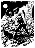 Геральт сражается с риггером, иллюстрация Богуслава Польха