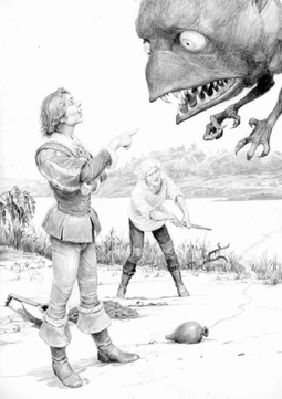 Лютик и джинн, иллюстрация Дениса Гордеева