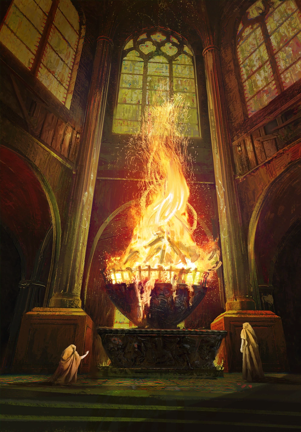 Картинки огонь и вода в храме мага. Культ вечного огня Ведьмак Gwent. Храм вечного огня Ведьмак. Храм вечного огня Ведьмак 1. Культ огня Ведьмак.