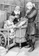 Геральт, Кодрингер и Фэнн, иллюстрация Дениса Гордеева