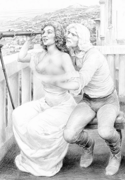 Коралл и Геральт, иллюстрация Дениса Гордеева