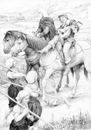 Лютик и Геральт, иллюстрация Дениса Гордеева