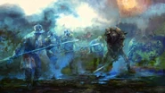 Сражение с драугиром, официальный арт к игре Ведьмак 2: Убийцы королей