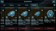 Strike Thrusters as seen in the blueprint list.