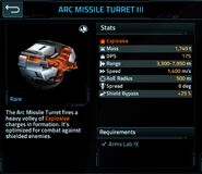 The Arc missile turret III's full BP