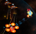 Ogre Battleships firing Nova Missiles.