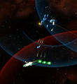 Xeno Redeemer Missiles fired at an Enforcer Battleship