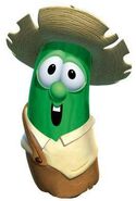 Larry the Cucumber as Huckleberry Larry in "Tomato Sawyer And Huckleberry Larry's Big River Rescue"
