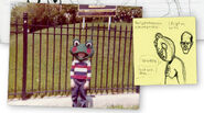 Jackson Publick's childhood photo and concept sketch for Brick Frog