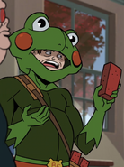 Brick Frog showing off his brick