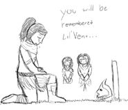 Vahl, Jen, and Lydia at Lil' Vent's Grave