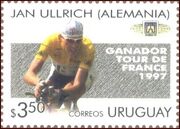 Ullrich bei der  auf einer Briefmarke aus Uruguay, Ausgabetag 19