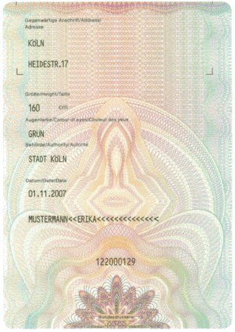 Rückseite des Personalausweis