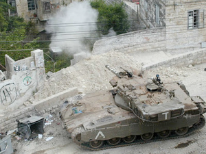 Rebel tank firing on an Imperial position in downtown Batista.