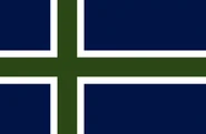 Wisconsin state flag proposed by Ken Morton. Th Nordic cross references the Scandinavian heritage of many of the state's original settlers. The blue represents Wisconsin's lakes and rivers; the green represents her fields and forests; the white symbolizes hope for the future. (Based upon an earlier design by Stephen Richard Barlow.)