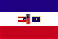 MS flag proposal #1 By Dean Thomas. Based on the 1928-1994 South Africa flag, the CSA Battle Flag is replaced with three flags: The Bonnie Blue flag which was Mississippi's 'National' flag after the state seceded in January 1861, A 20-star U.S. flag symbolizing that the state was the 20th to join the Union, and a 7-star CSA Stars-and-Bars, symbolizing Mississippi as one of the original 7 Confederate states.