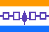 Using Elements from Dutch "Prince's Flag" and Iroquois "Hiawatha Belt". Dimensions from New flag of Mauritania. Design by avrand. 3 of 3.