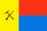 West Virginia Flag by "ZeekLTK" - colors from the two people in the seal (one wearing all yellow, the other red/blue) with axe and rifle