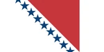 RWB Bosnia.png (108 KB) Design by "Flag Mashup Bot". The three points of the red triangle represent the demographics of the US, in this case American Indians, natural-born Americans, and naturalized Americans, alluding to the U.S. being a nation of immigrants. The stars at the top and bottom are bisected, representing a continuing Union of states and the hope that more will states will accede in the future. The red triangle also represents American Indians and North America's soil, such as Georgia's red clay and Utah's monument valley.